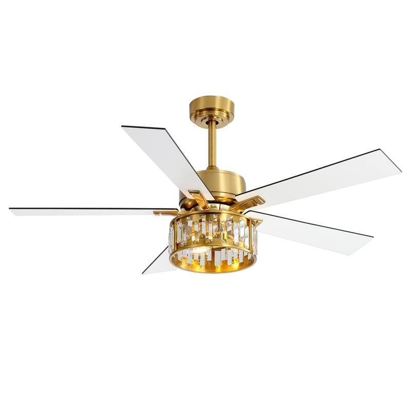 52" Crystal Chandelier 5-Blade Ceiling Fan with Light Kit and Remote