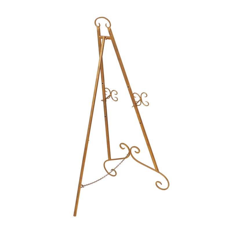 Silver or Gold Metal Traditional Easel with Chain Support - 22 x 21 x 46