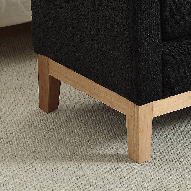 Roomfitters 66.34" Upholstered Bench Daybed with Fluted Wood Legs and 2 Bolster Pillows, Bedroom