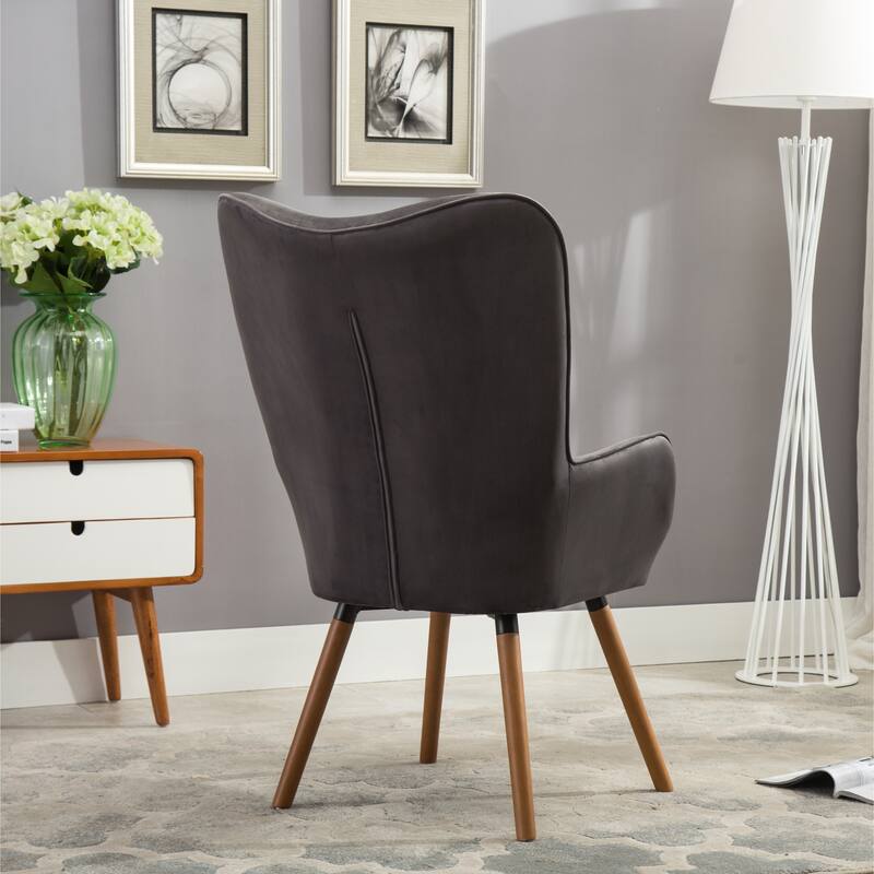 Gray 30" Polyester Button Tufted Accent Chair