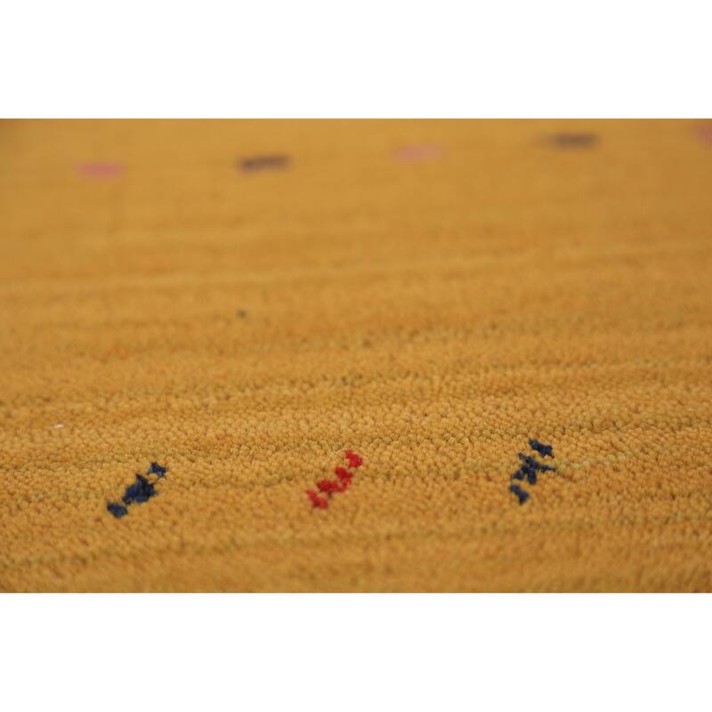 Tribal Gold Gabbeh Oriental Area Rug Hand-Knotted Wool Carpet - 5'5" x 7'7"