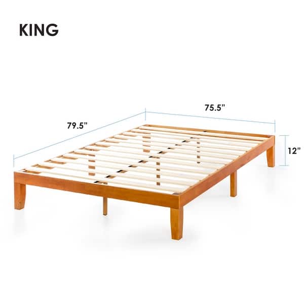 dimension image slide 1 of 34, 12" Classic Solid Wood Platform Bed Frame
