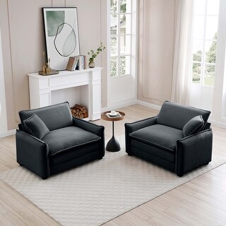 2-Piece Single Sofa Set with Deep Seat for Living Room and Office