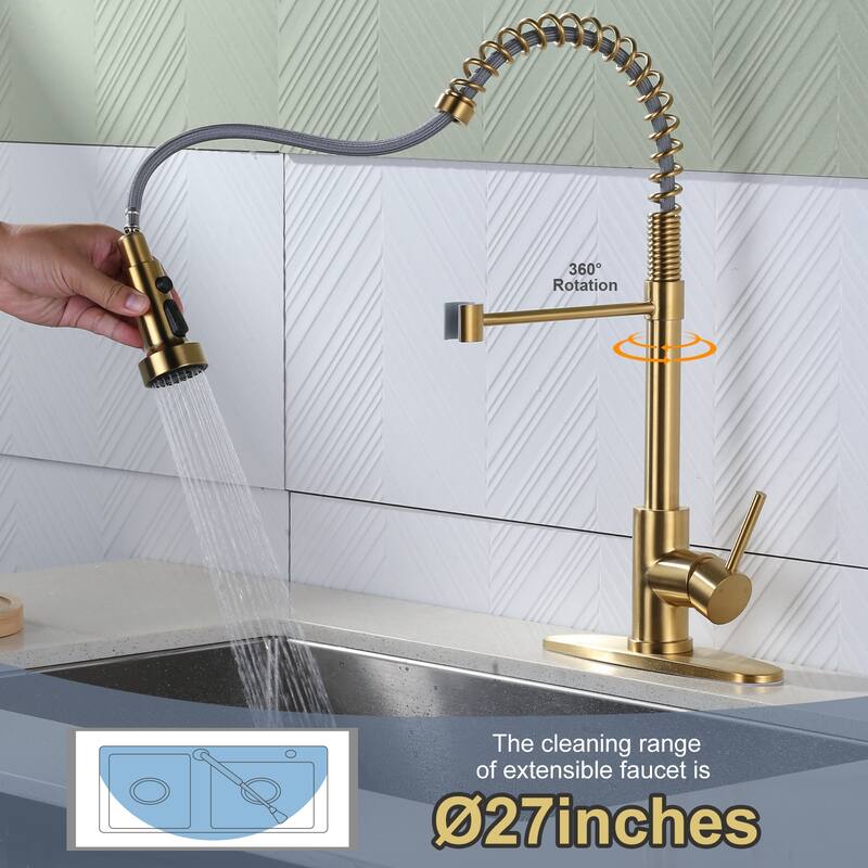 WOWOW Commercial Pull Out Sprayer Kitchen Faucet