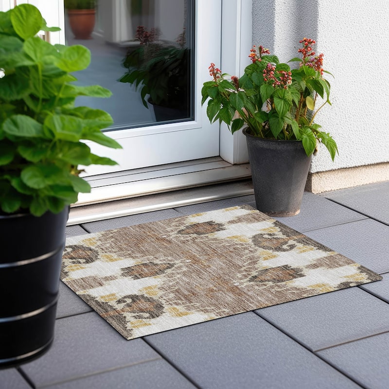 Machine Washable Indoor/ Outdoor Chantille Boho Global Rug - Brown - 1'8" x 2'6"