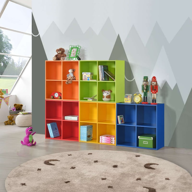 4 Cube Storage Organizer Book Shelf, Orange