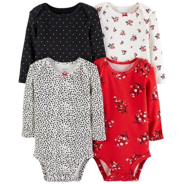Shop Carter S Baby Girls Holdiay Long Sleeve 4 Pack Bodysuits
