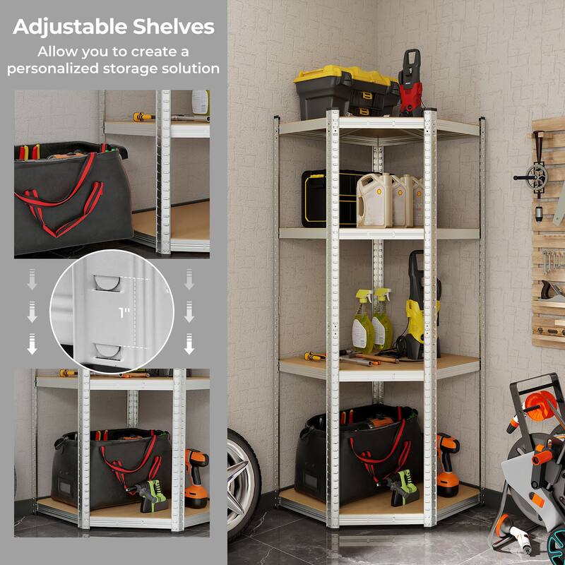 Gymax 4-Tier Adjustable Garage Storage Utility Rack Corner Shelving