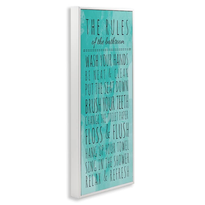 Bathroom "The Rules" Turquoise Framed Wall Art
