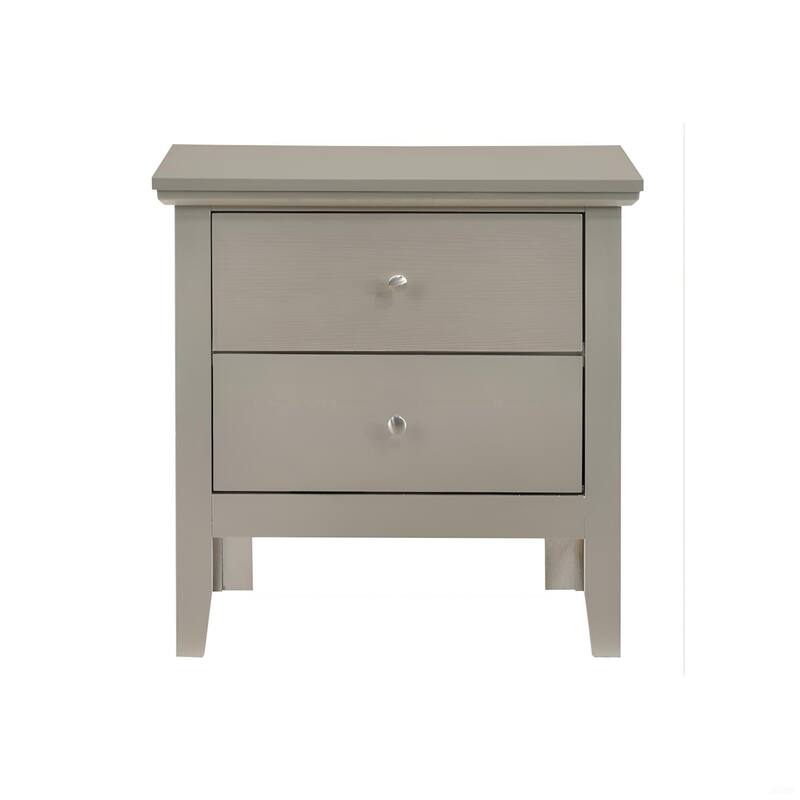 Elegant Silver Champagne Nightstand with Drawers