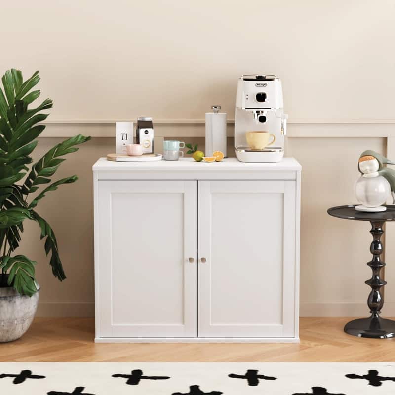 Kitchen Storage Cabinet with Double Doors - Coffee Bar Sideboard with Adjustable Shelves