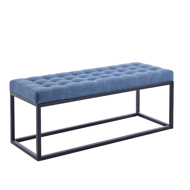 Porthos Home Vera Fabric Bench with Steel Base - Blue