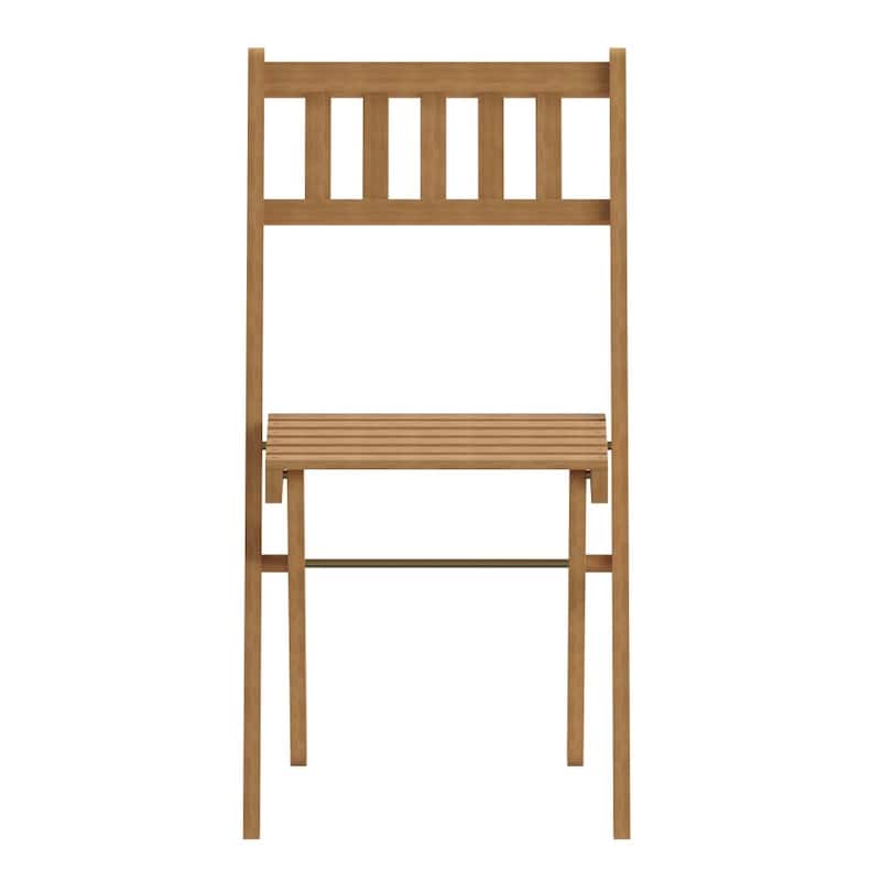 Indoor/Outdoor Solid Acacia Wood Folding Bistro Chairs - Set of 2 - 19.5"D x 17.25"W x 33"H