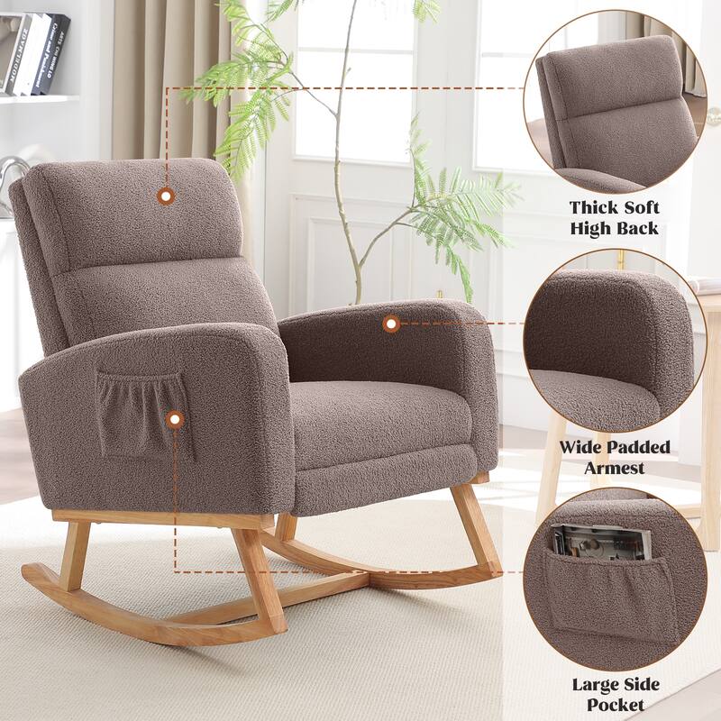 HOMYKA Rocking Chair for Nursery with Footrest
