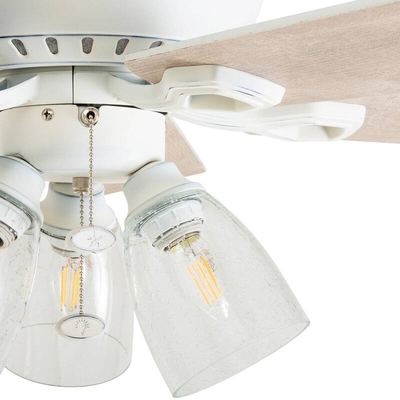 The Gray Barn Grumio Distressed White 52-inch Ceiling Fan with 5 Barnwood Blades