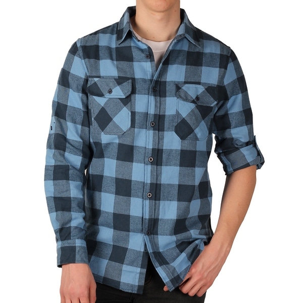 Straight Faded Men's Roll-Sleeve Flannel Shirt