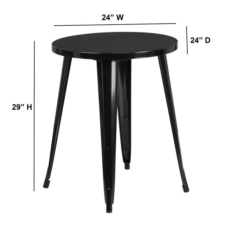 Steel Round Indoor/ Outdoor Table - 24"W x 24"D x 29"H