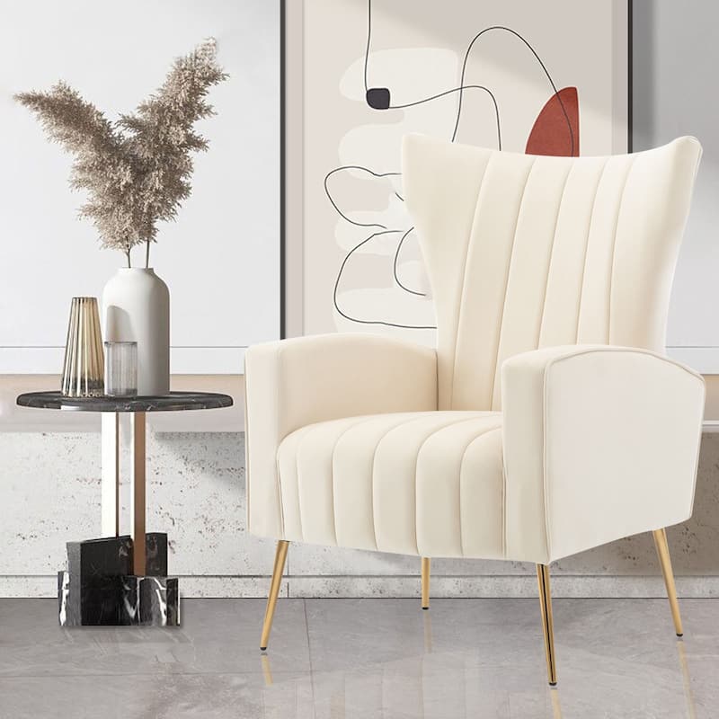 Wingback Arm Chair with Gold Legs