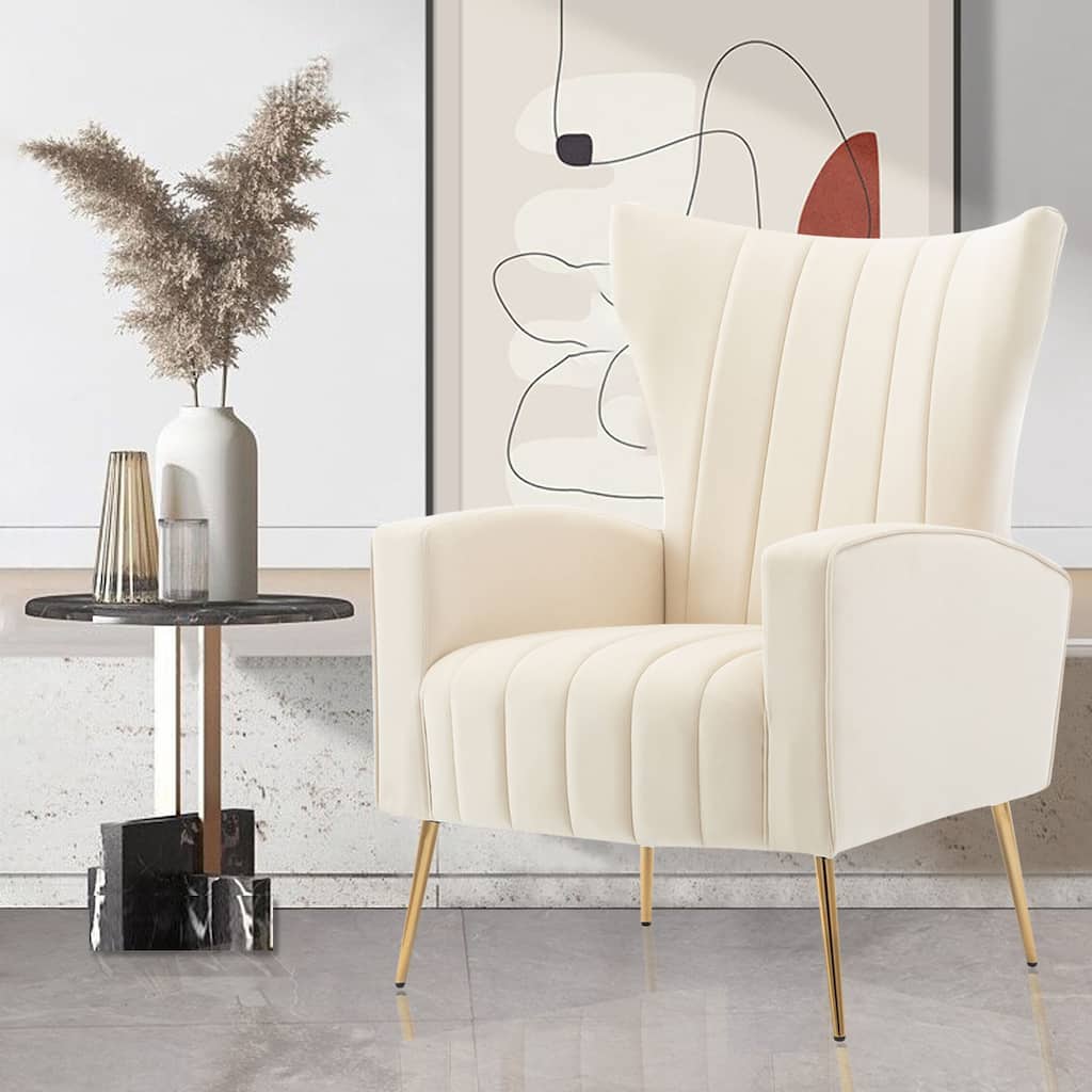 Wingback Arm Chair with Gold Legs