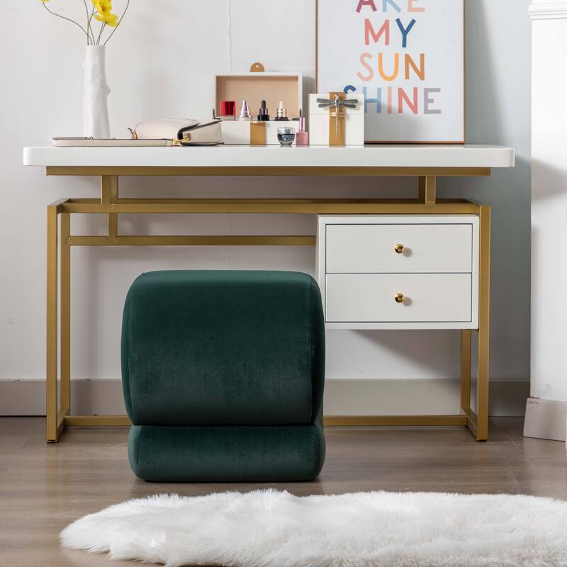 S-shape Ottoman Makeup Stool Footstool （Teddy/Velvet）