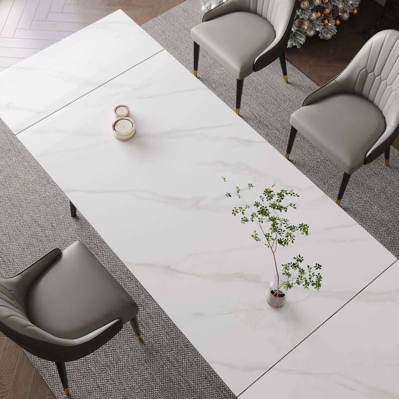 9 - Piece Extendable Sintered Stone Dining Table Dining Set for 8 Person