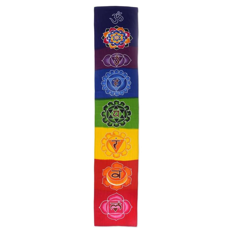 Handmade Floral Chakra Batik Rayon Wall Hanging (Indonesia) - Multi