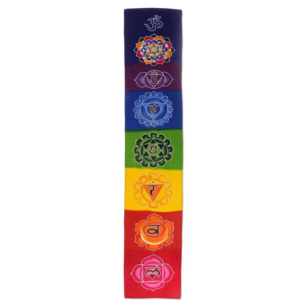 Handmade Floral Chakra Batik Rayon Wall Hanging (Indonesia)