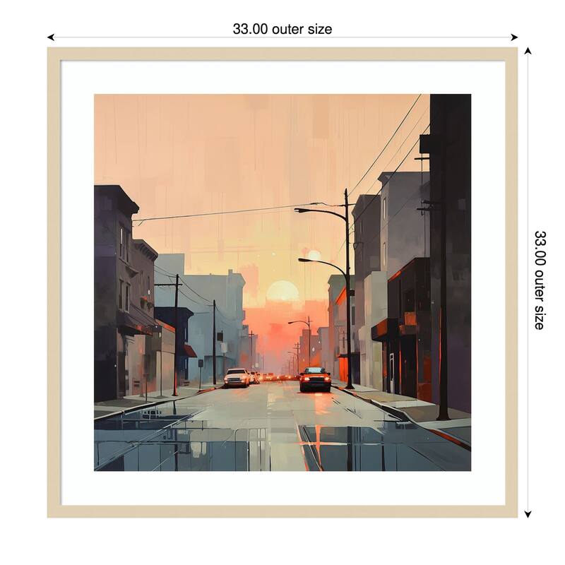 Abstract Citiscape by Tradelink inhouse artist Wood Framed Wall Art Print - Brown