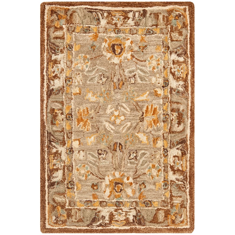 SAFAVIEH Handmade Anatolia Katja Traditional Oriental Hand-spun Wool Rug - 2' x 3' - Dark Grey/Brown