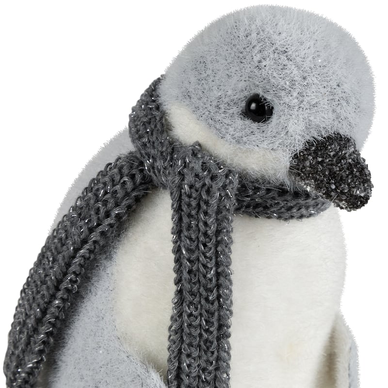 Penguin in Winter Scarf Christmas Figurine - 7.5"