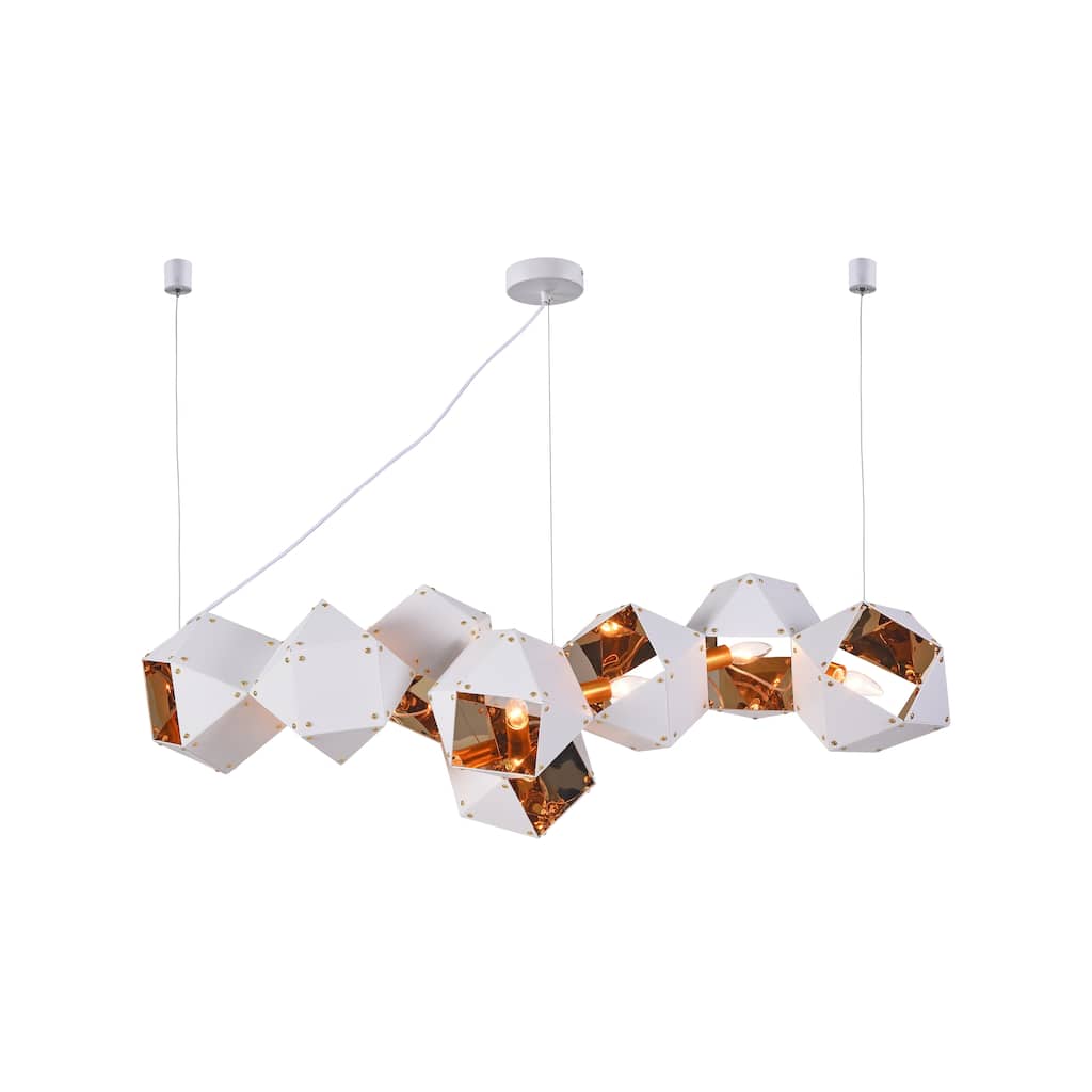 Modern 8-Light White Geometric Chandelier