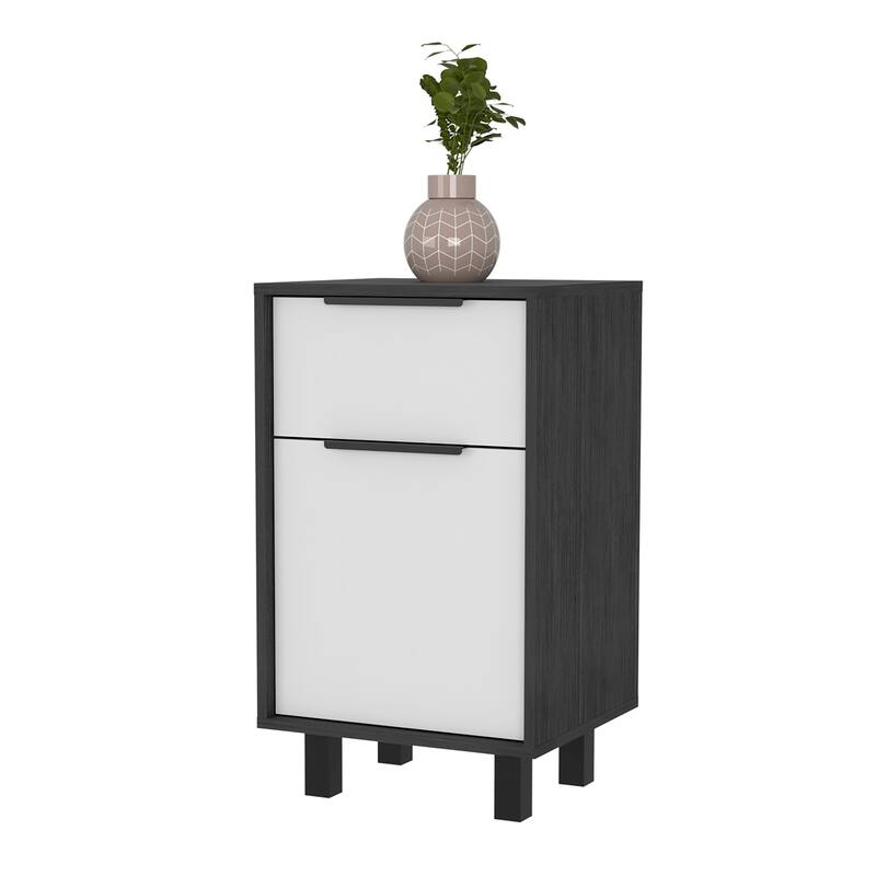 Nightstand Maryland Z, One Drawer, One Cabinet, Pine / White Finish,High quality and durable