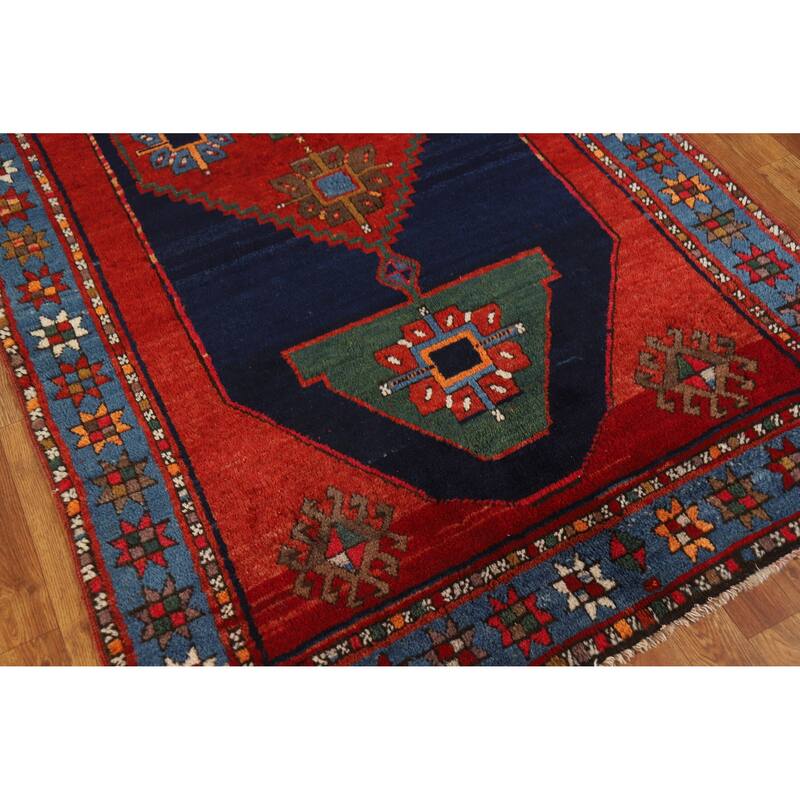 Hand Knotted Oriental 100% Wool Carpet Traditional Tribal Red Kazak Area Rug - 7' 6'' X 4' 2''