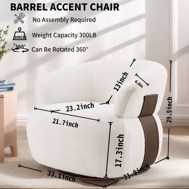 Kieon 33"W 360 Swivel Barrel Chair Modern Accent Chair Set of 2