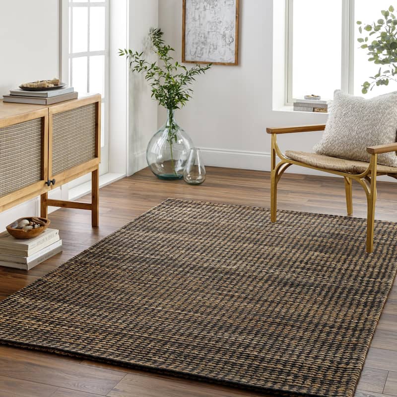 Livabliss Priya Handmade Jute & Wool Blend Area Rug - Black/Natural - 8' x 10'