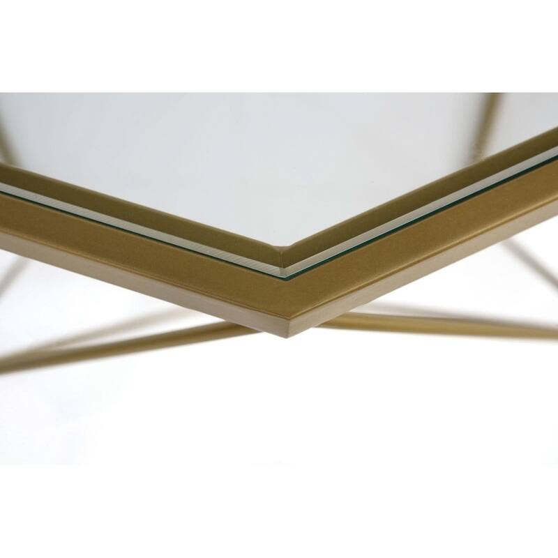Malibu 29" Modern Octagon Center Coffee Table with Tempered Glass Table top & Sturdy Metal Geometric Base for Living Room Office