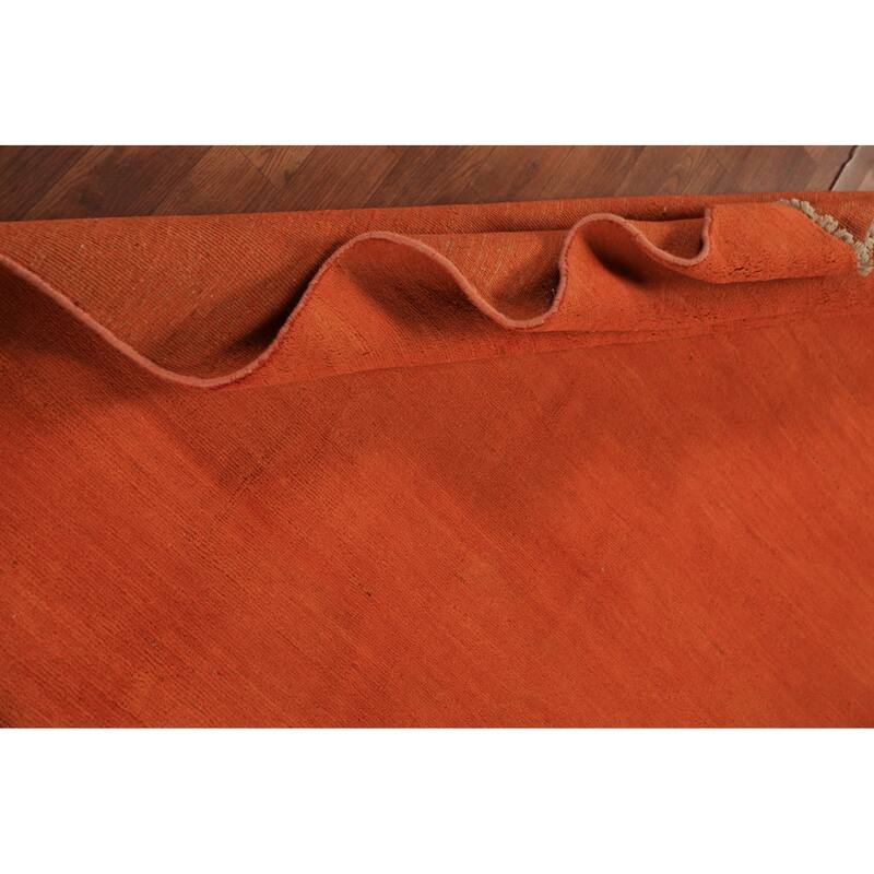 Orange Modern Gabbeh Area Rug Oriental Hand-Knotted Wool Carpet - 4'8" x 6'4"