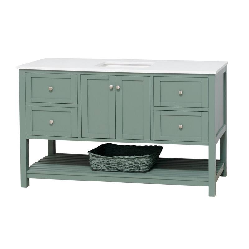 KitchenBathCollection Lakeshore 60" Single Bathroom Vanity with Engineered White Top