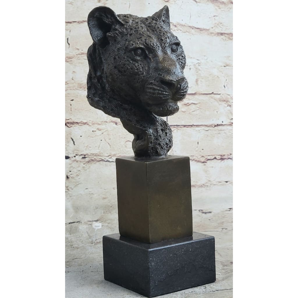 African Cheetah Bronze Bust Sculpture Figurine By Mene Animal Figure Art Marble