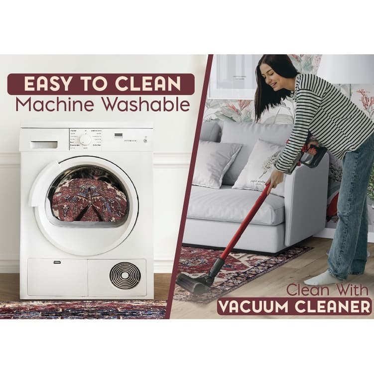 L'Baiet Monica Red Distressed Machine Washable Rug