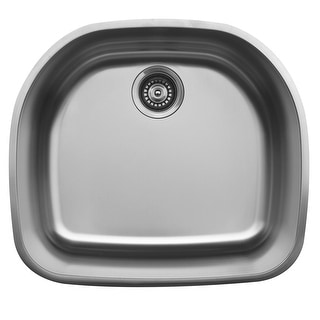 Karran 23" Undermount D-Shaped Single Bowl Stainless Steel Kitchen Sink
