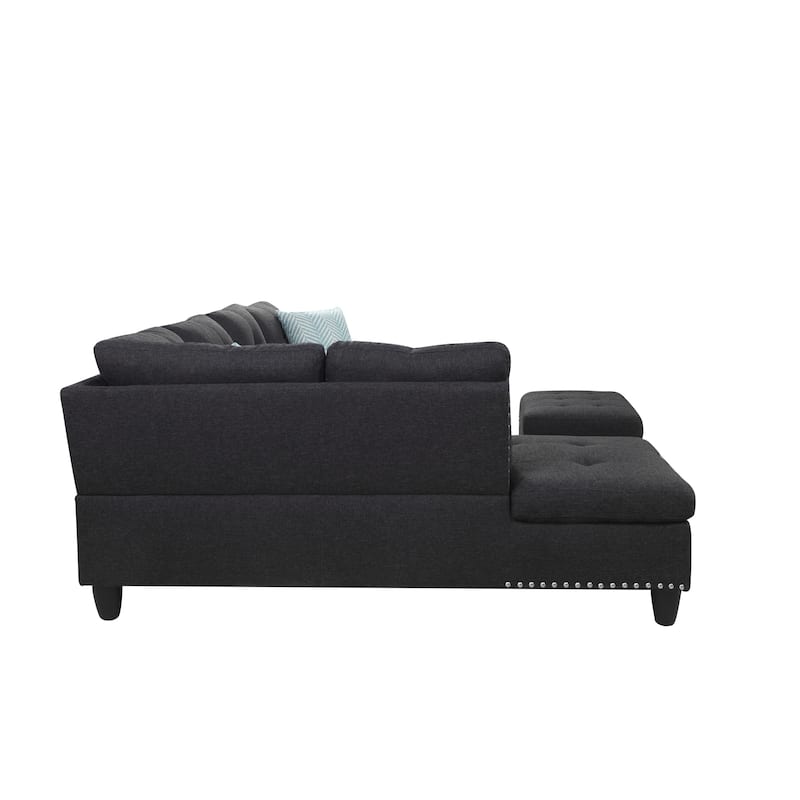 Alger 98-inch Wide Left Hand Facing Sofa with Chaise and Ottoman - 98"W x 71"D x 33"H