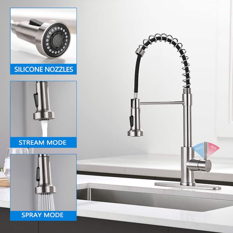 Pull Down Kitchen Faucet with Soap Dispenser in Stainless Steel
