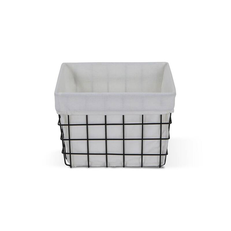 12.75" Black Lined Grid Wire Tapered Storage Basket
