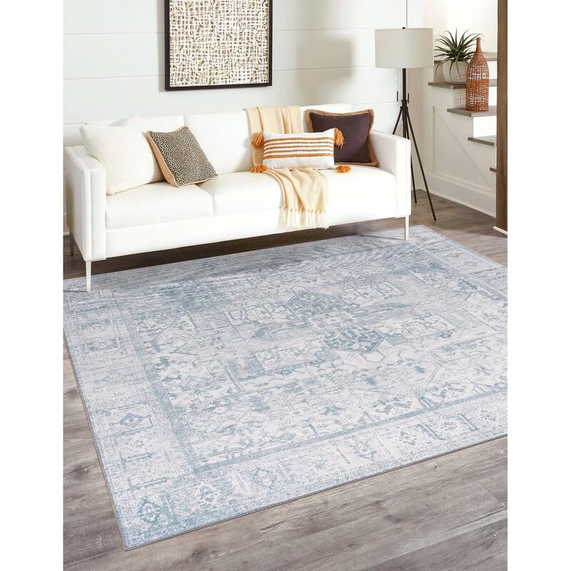 Transitional Rine Collection Area Rug - 7'6" Square - Ivory