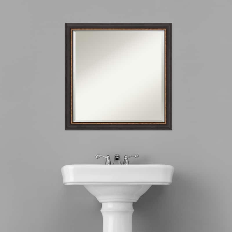 Beveled Wood Bathroom Wall Mirror - Ashton Black Frame - Ashton Black