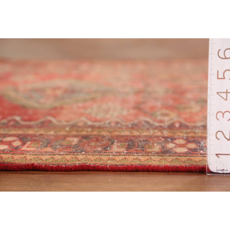 Hand Knotted Oriental 100% Wool Carpet Traditional Geometric Red Hamedan Area Rug - 6' 4'' X 4' 0''