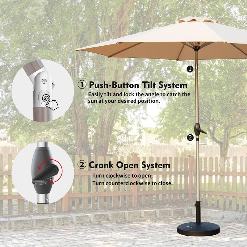 10FT Commercial Patio Umbrella with Wind Vent & Push-Button Tilt - 8 Steel Ribs (Base Not Included)"