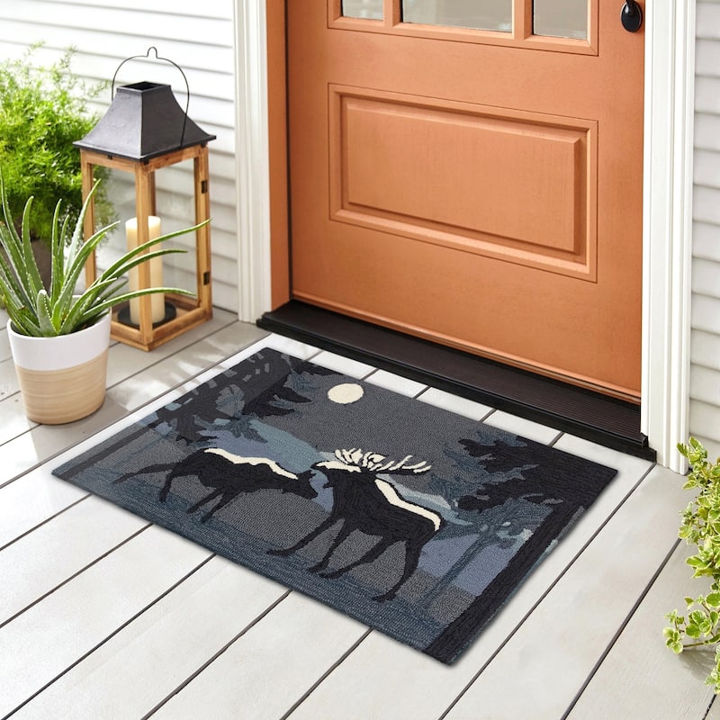 Liora Manne Frontporch Moonlit Moose Indoor/Outdoor Rug - 2'6" x 4'