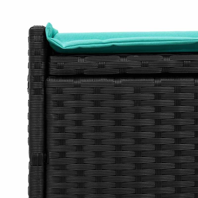 vidaXL Patio Storage Bench with Cushion Black/Brown 39.4" Poly Rattan - 37.4" x 15.6" x 1.2"